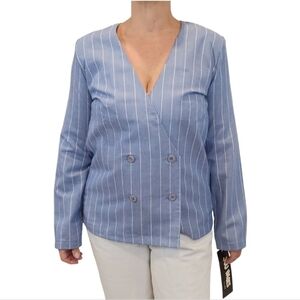 You Babes by Fritzi Double Pinstripe Blazer Baby Blue